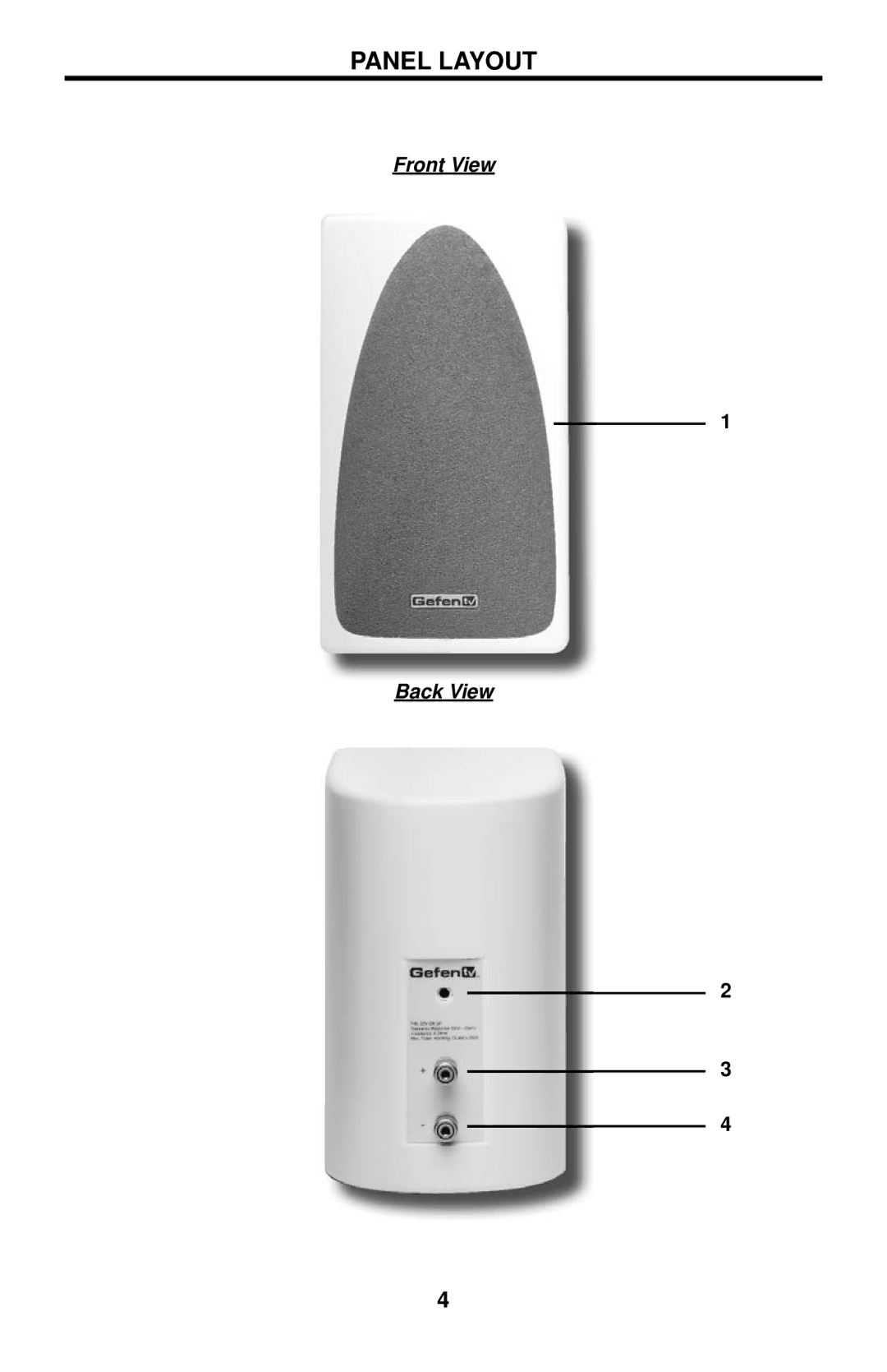 Gefen GTV-CR-5SP, GTV-CR-3SP, GTV-CR-2SP user manual Panel Layout 