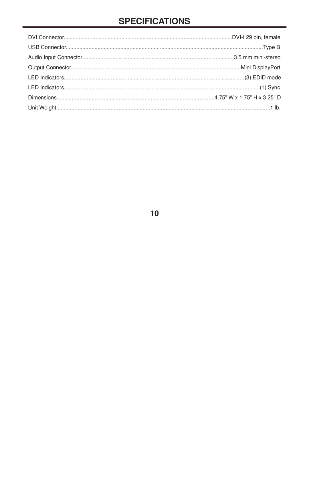 Gefen GTV-DVIDL-2-MDP user manual Specifications 