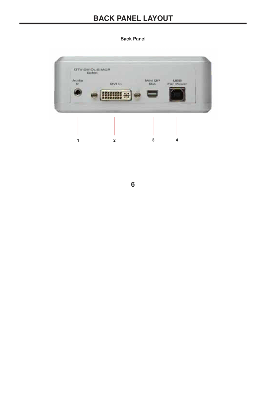 Gefen GTV-DVIDL-2-MDP user manual Back Panel Layout 