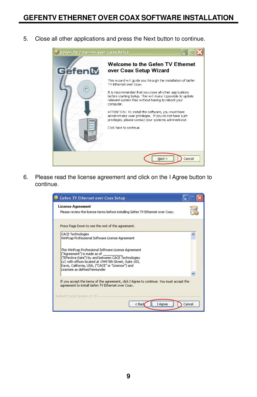 Gefen GTV-ETH-2COAX user manual Gefentv Ethernet Over Coax Software Installation 