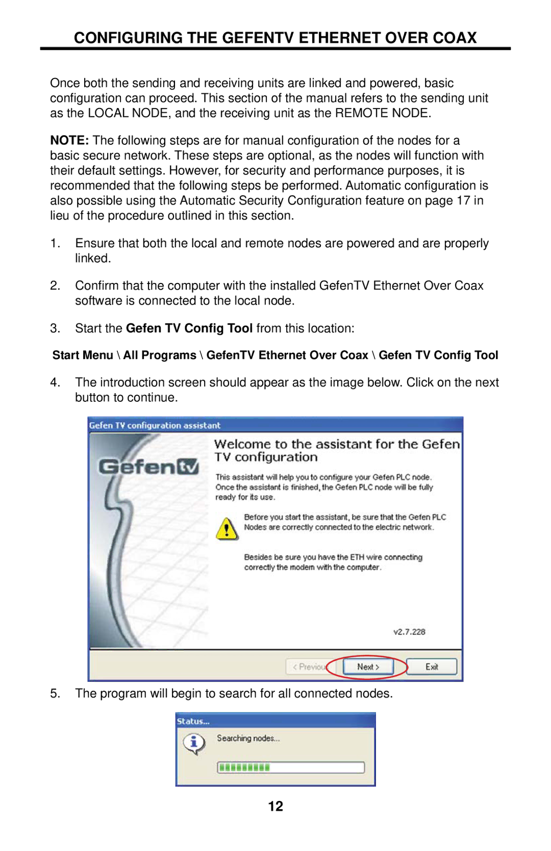 Gefen GTV-ETH-2COAX user manual Configuring the Gefentv Ethernet Over Coax 