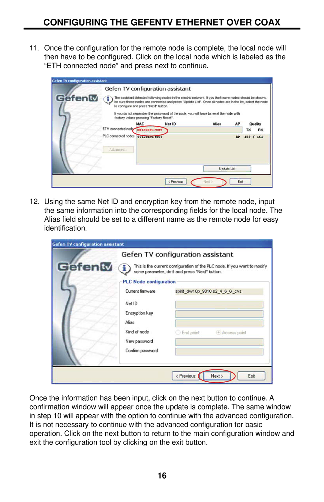 Gefen GTV-ETH-2COAX user manual Configuring the Gefentv Ethernet Over Coax 