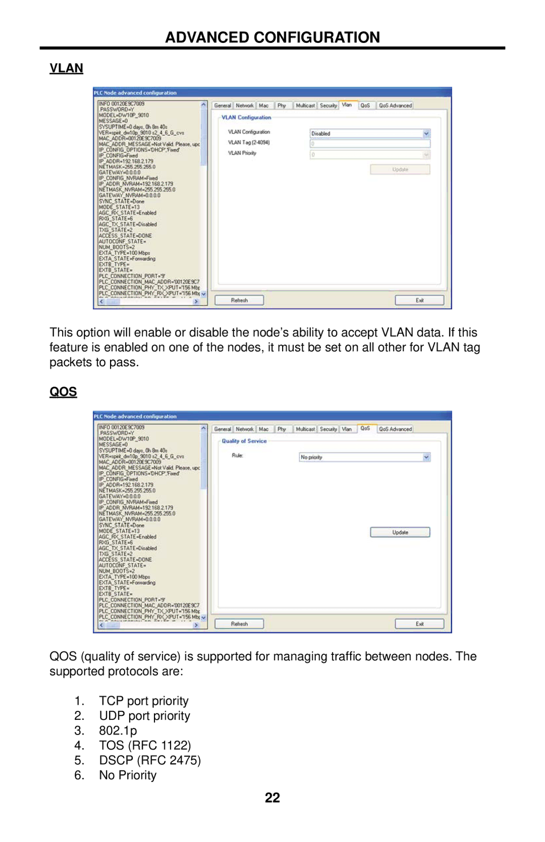 Gefen GTV-ETH-2COAX user manual Vlan, Qos 