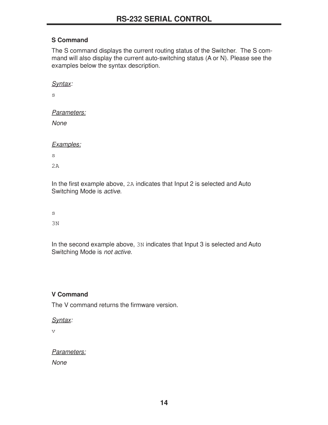 Gefen GTV-HDMI1.3-441N user manual Syntax Parameters None Examples 