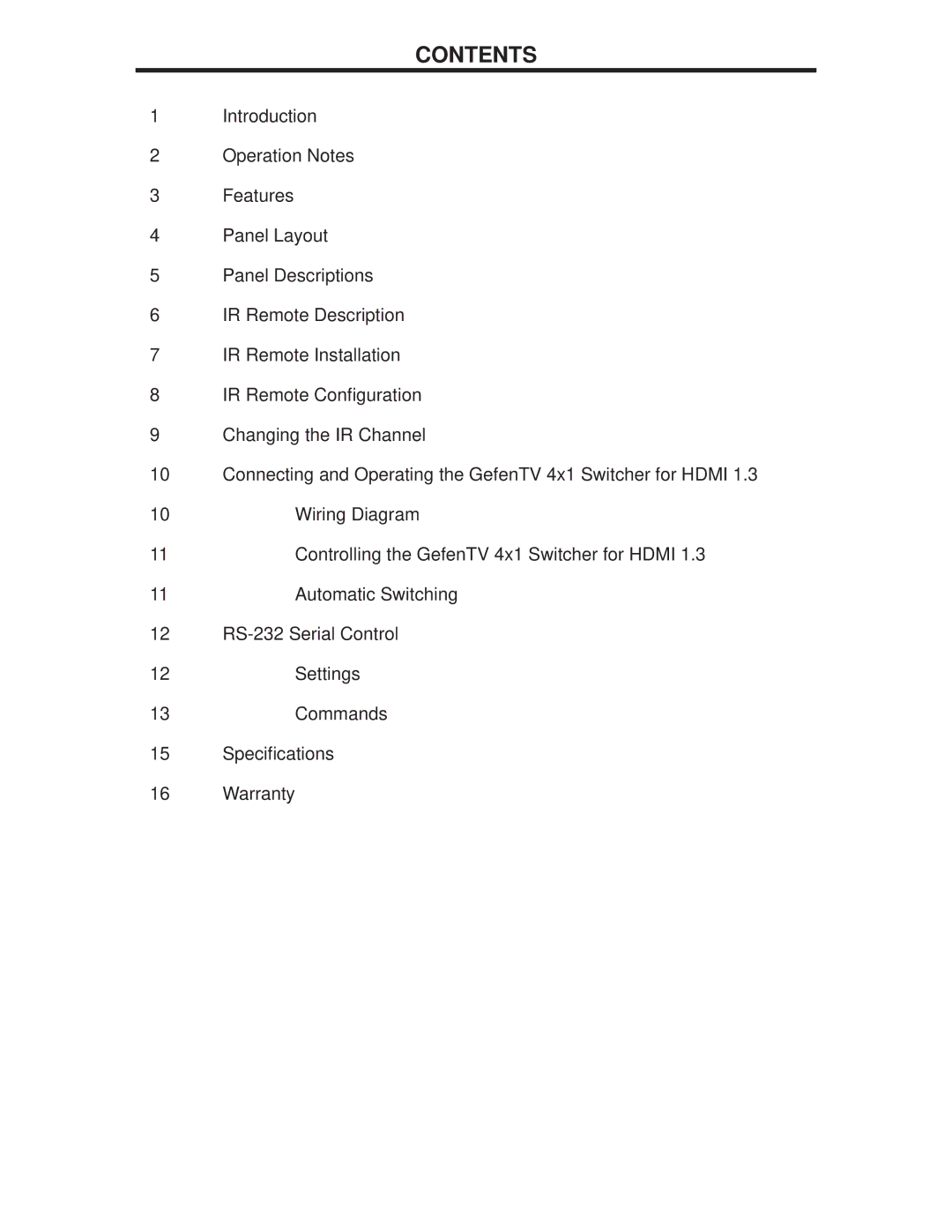 Gefen GTV-HDMI1.3-441N user manual Contents 