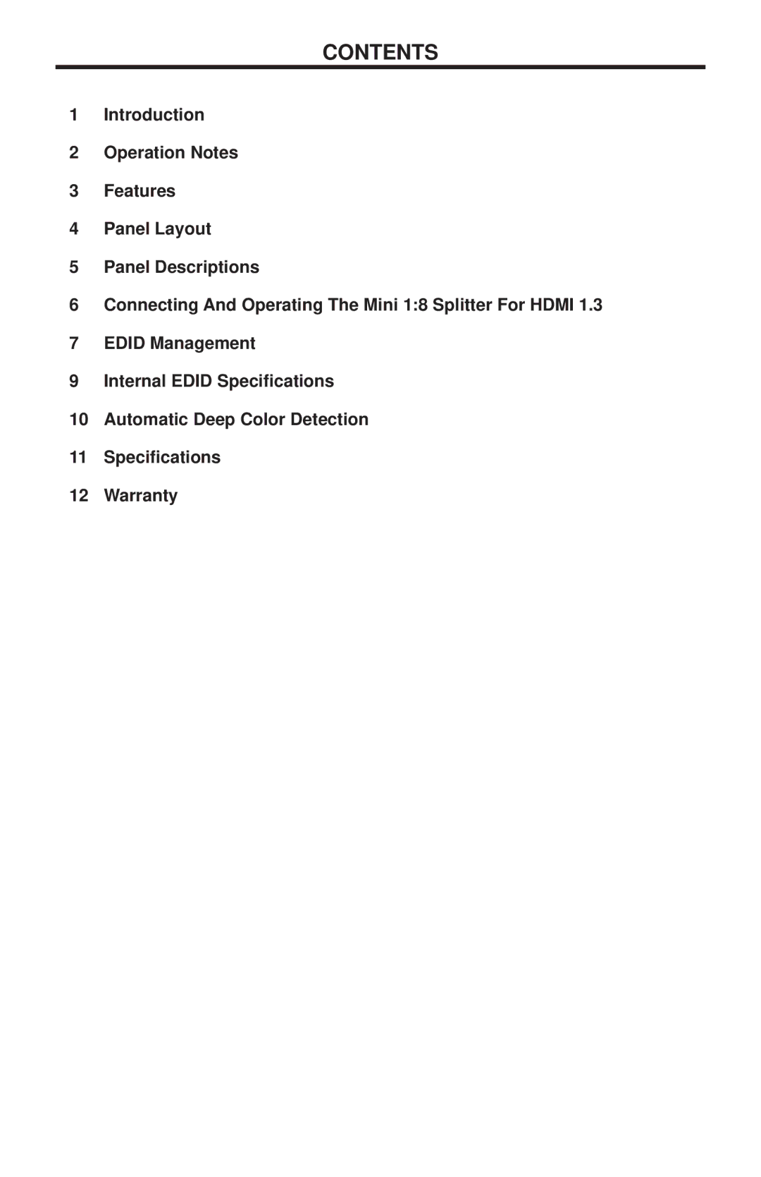 Gefen GTV-MHDMI1.3-148 user manual Contents 