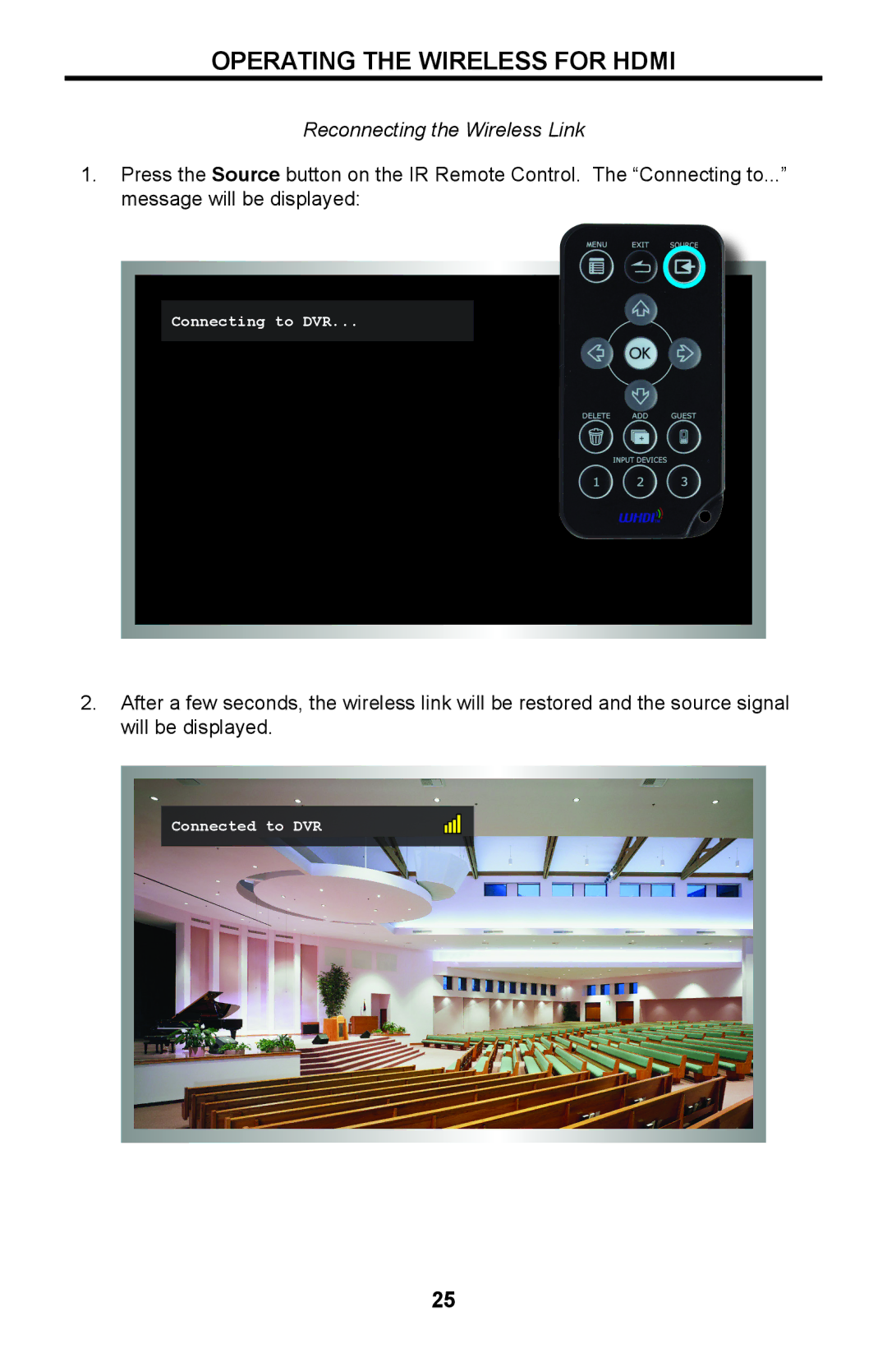 Gefen GTV-WHD-1080P-SR manual Reconnecting the Wireless Link 