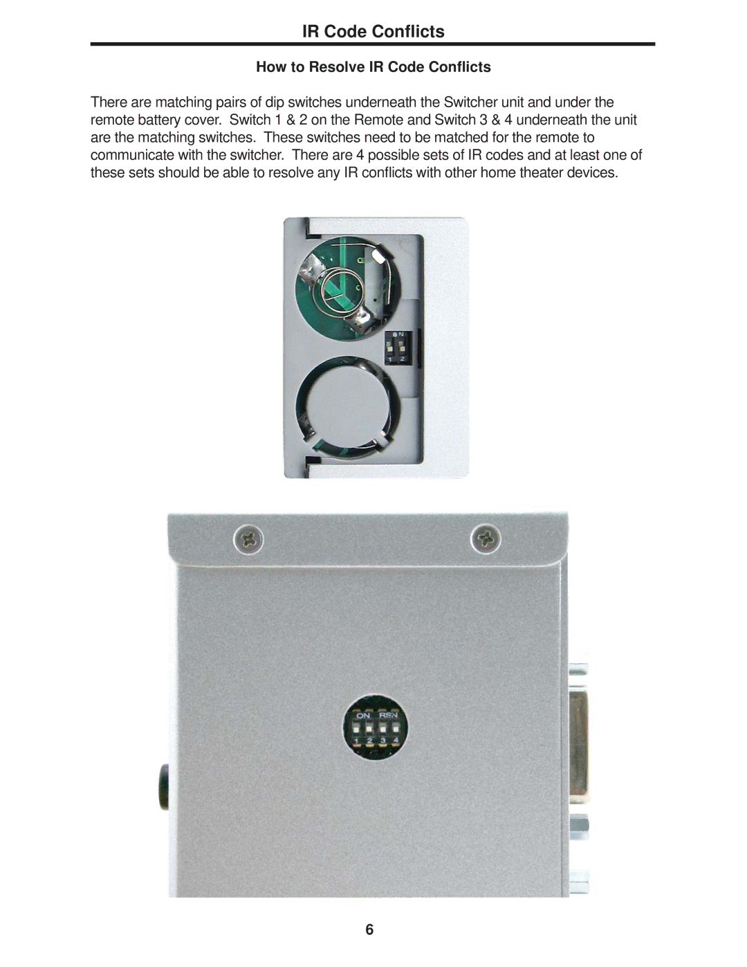 Gefen HDTV Switcher user manual How to Resolve IR Code Conﬂicts 