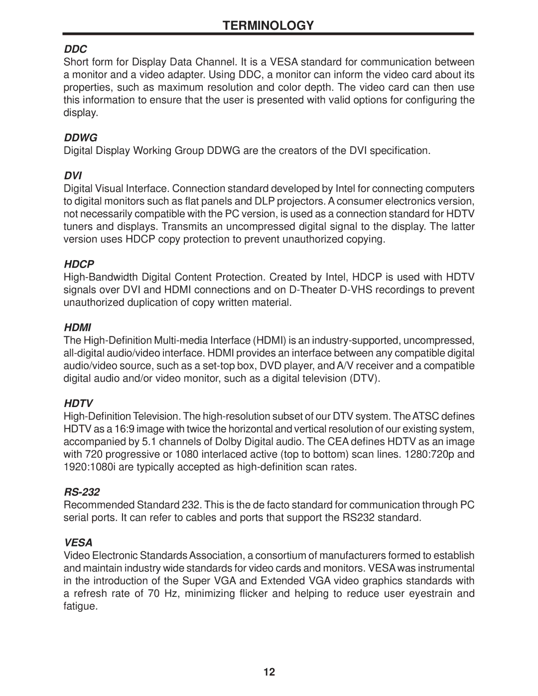 Gefen Home Theater Scaler PLUS user manual Terminology, Ddc 