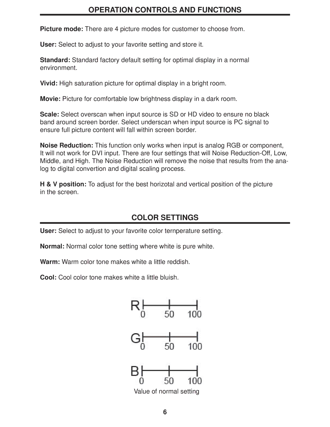 Gefen Home Theater Scaler PLUS user manual Color Settings 