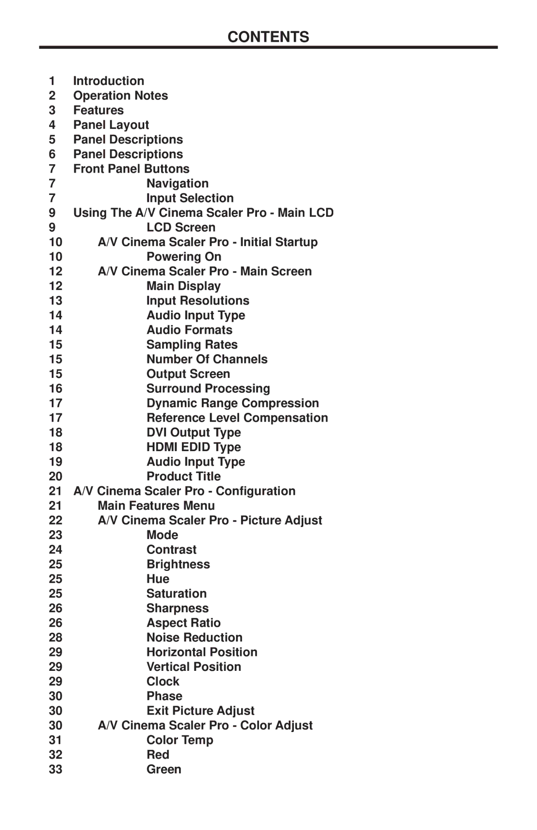 Gefen PRO I user manual Contents 