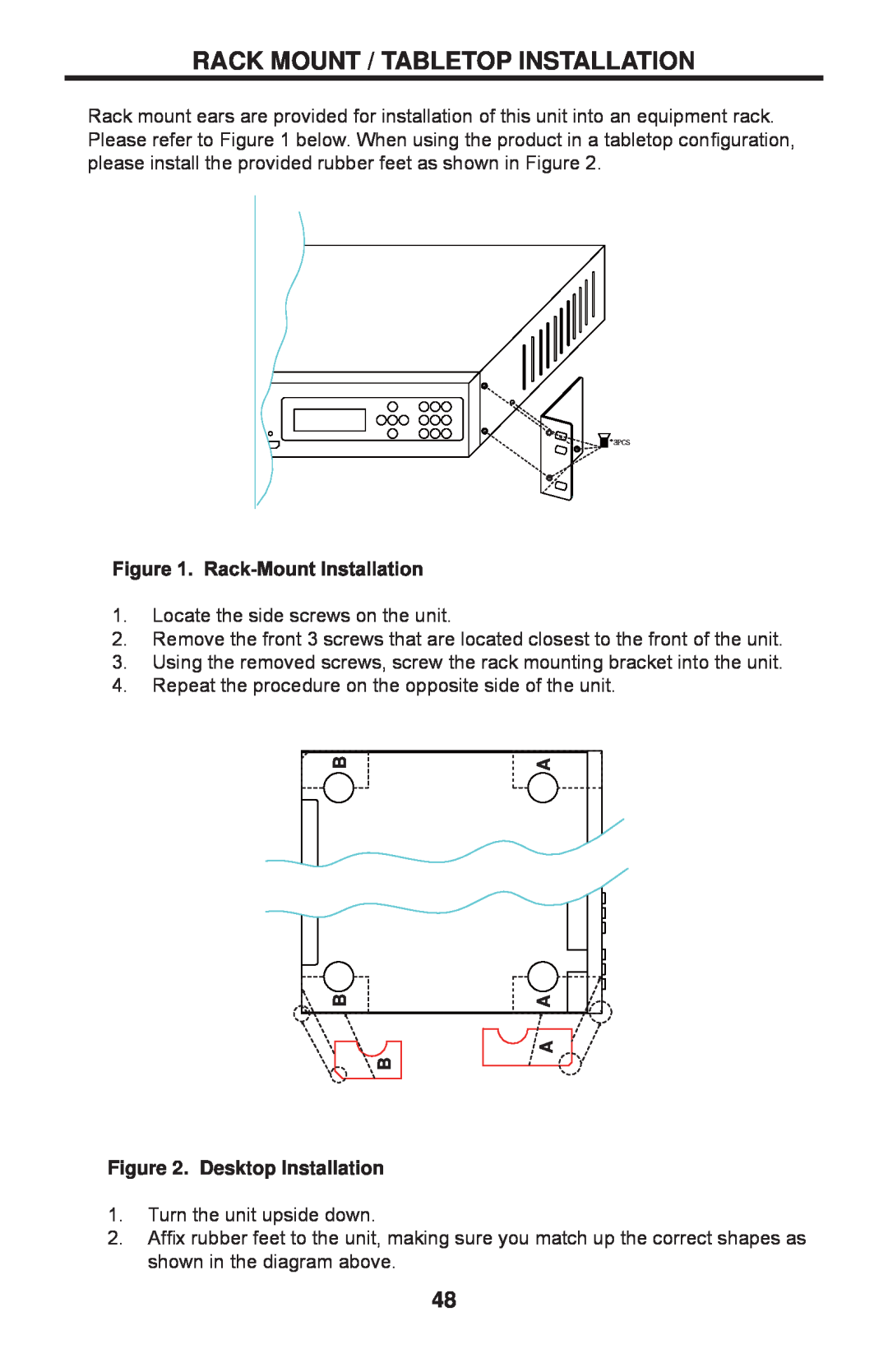 Gefen PRO I user manual Rack Mount / Tabletop Installation, Desktop Installation 