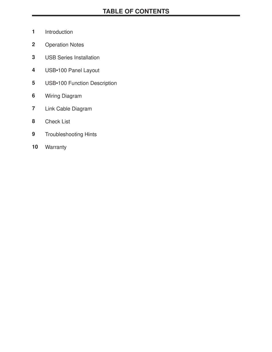 Gefen USB100 user manual Table of Contents 