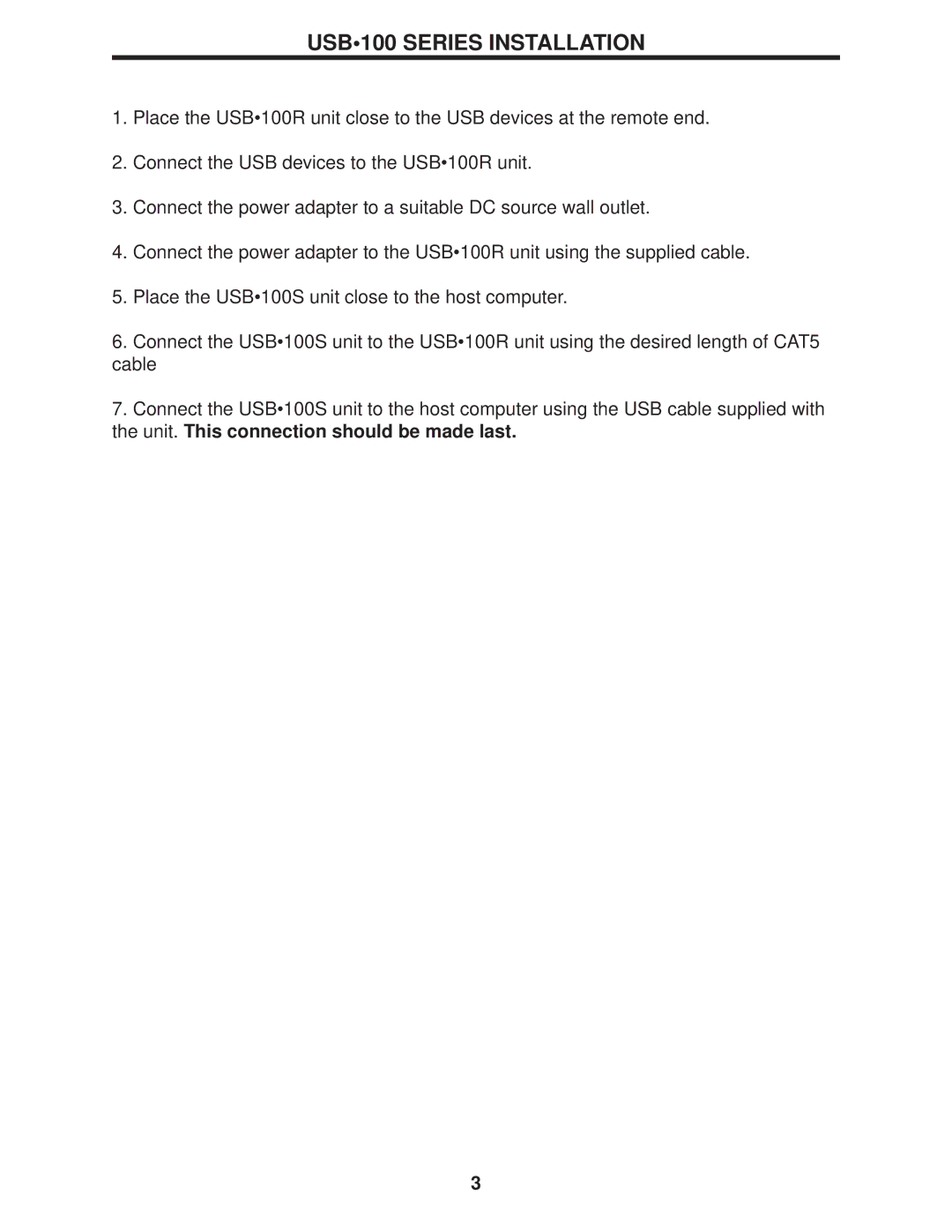 Gefen user manual USB100 Series Installation 