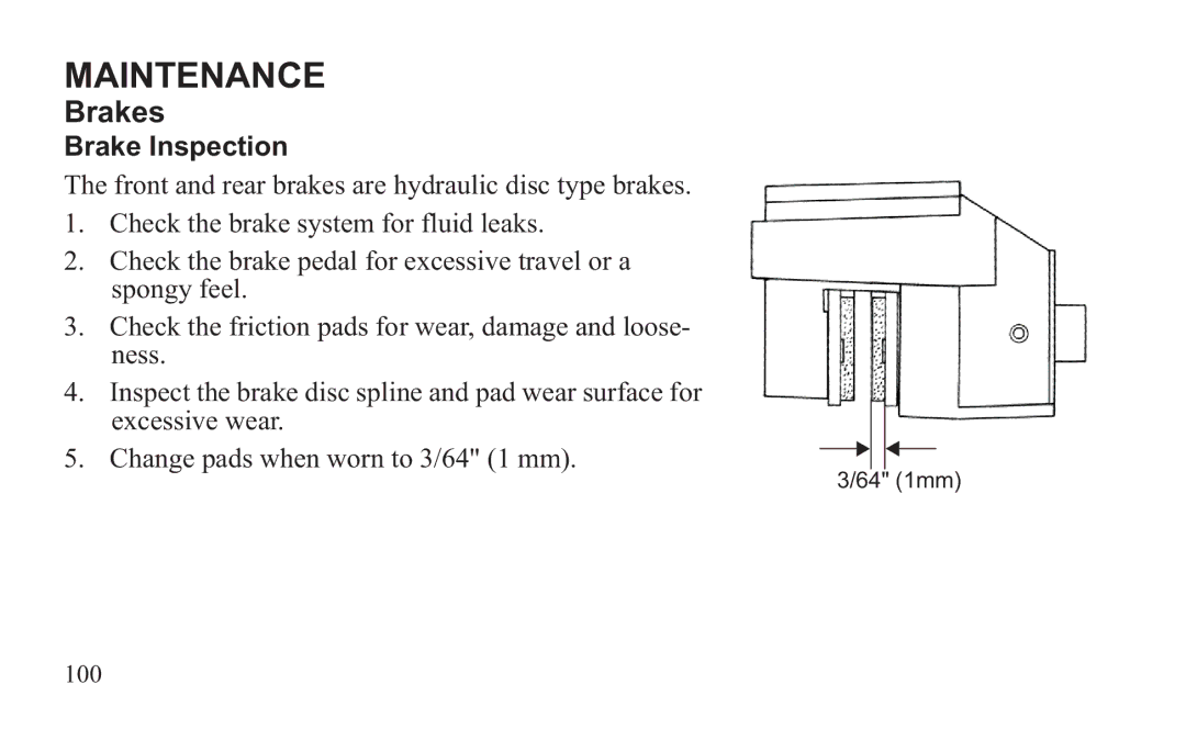 GEM 419C manual Brake Inspection 