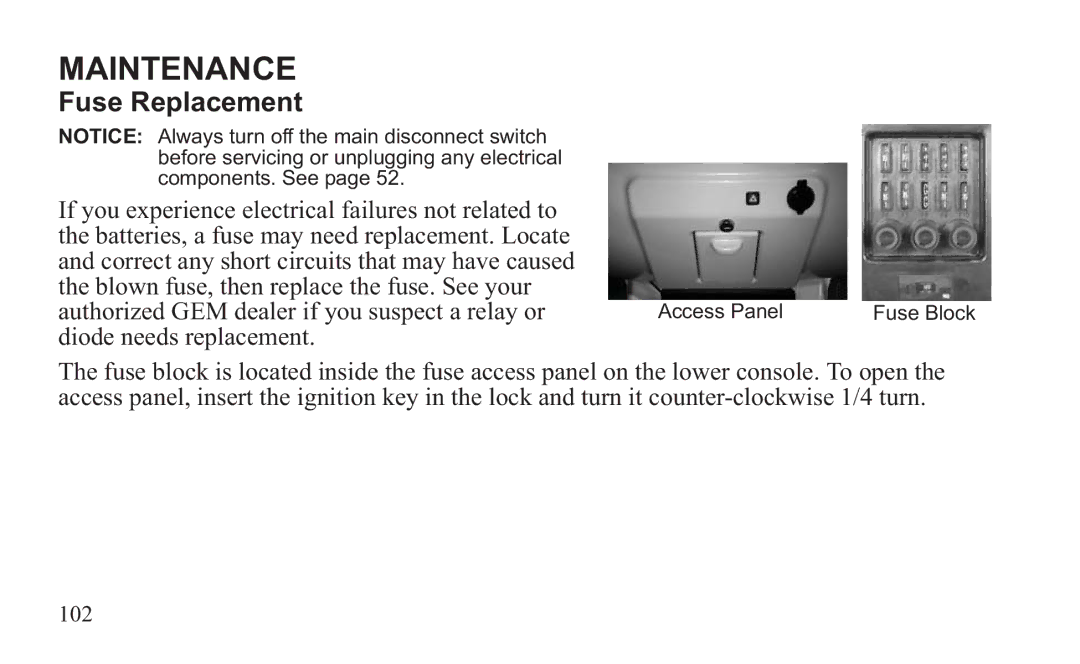 GEM 419C manual Fuse Replacement 