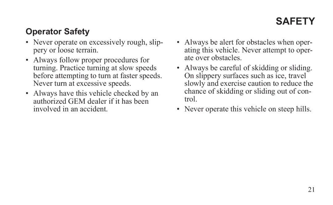 GEM 419C manual Safety 