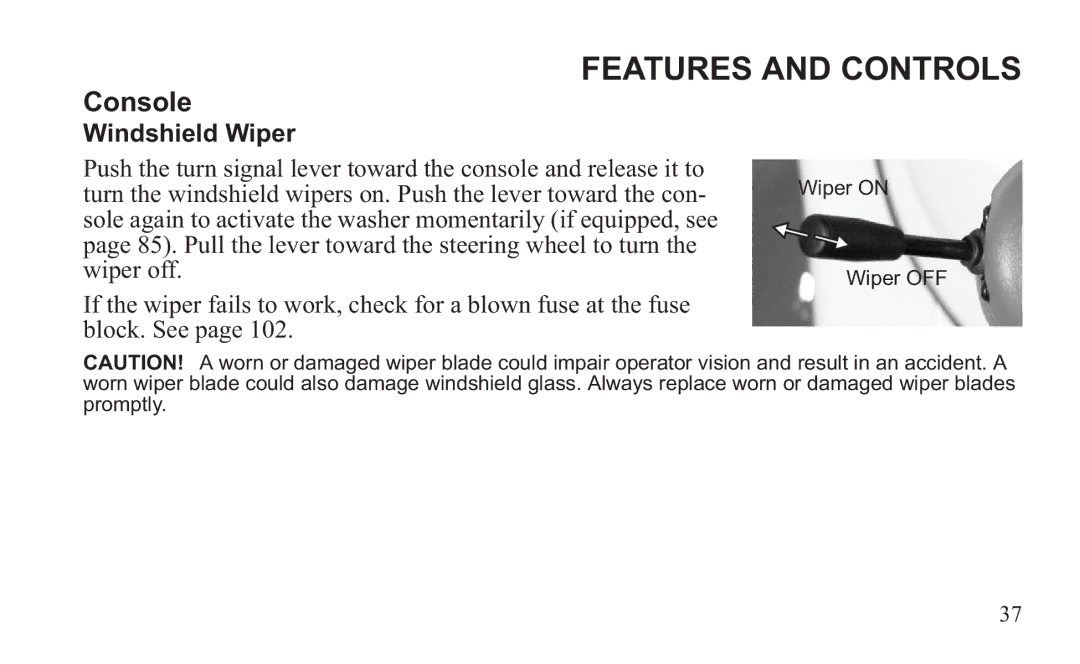 GEM 419C manual Windshield Wiper 