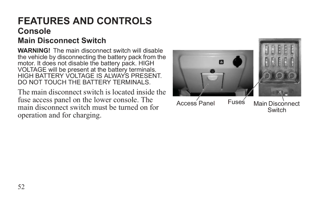 GEM 419C manual Main Disconnect Switch 