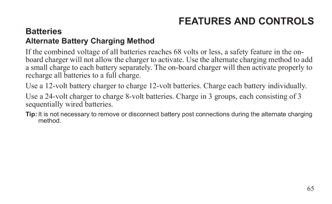 GEM 419C manual Alternate Battery Charging Method 