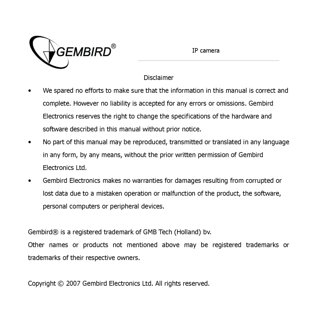 Gembird CAM77IP manual IP camera 