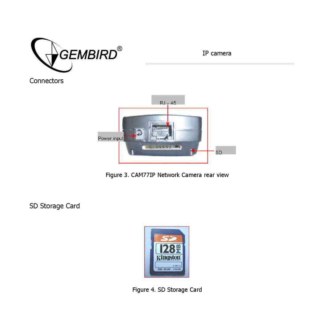 Gembird CAM77IP manual Connectors 