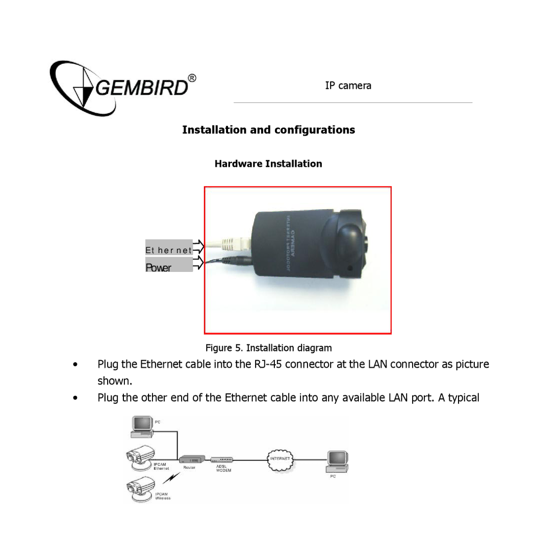 Gembird CAM77IP manual Installation and configurations, Power 