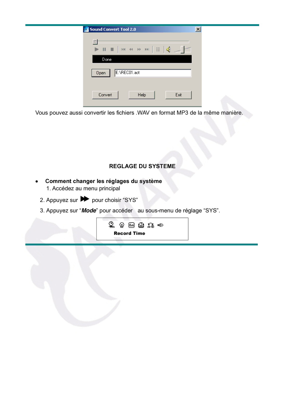 Gembird LECTEUR MOBILITY CLASSIC MP3 manual Reglage DU Systeme, Comment changer les réglages du système 