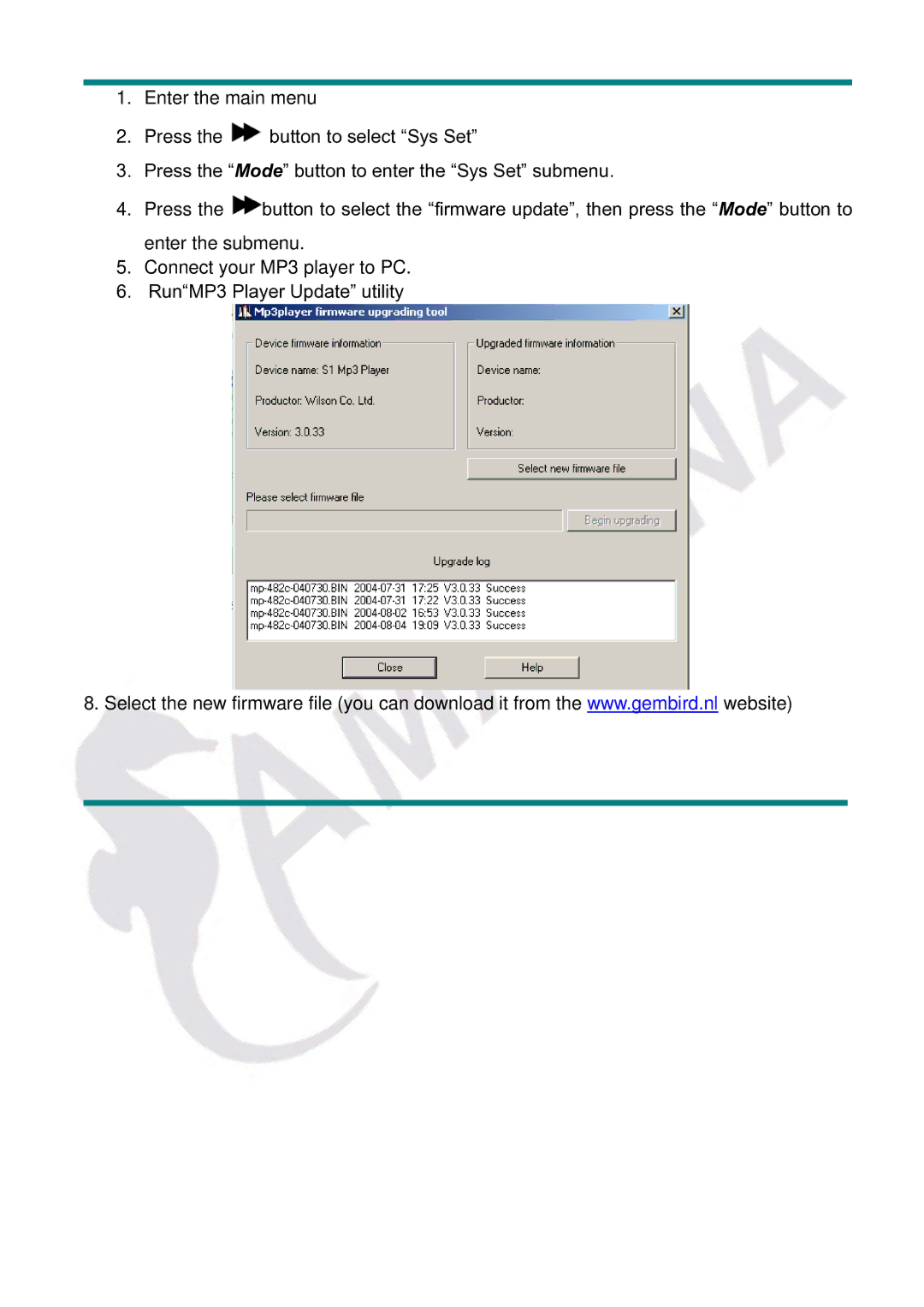 Gembird LECTEUR MOBILITY CLASSIC MP3 manual 