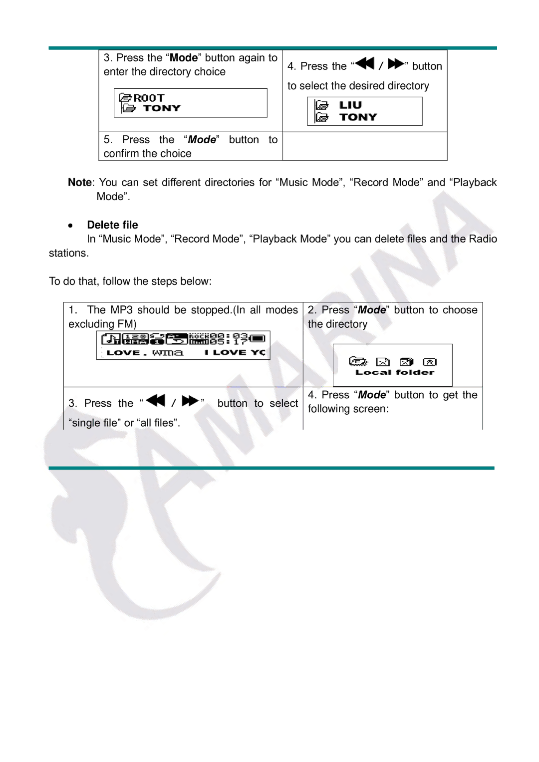 Gembird LECTEUR MOBILITY CLASSIC MP3 manual Delete file 