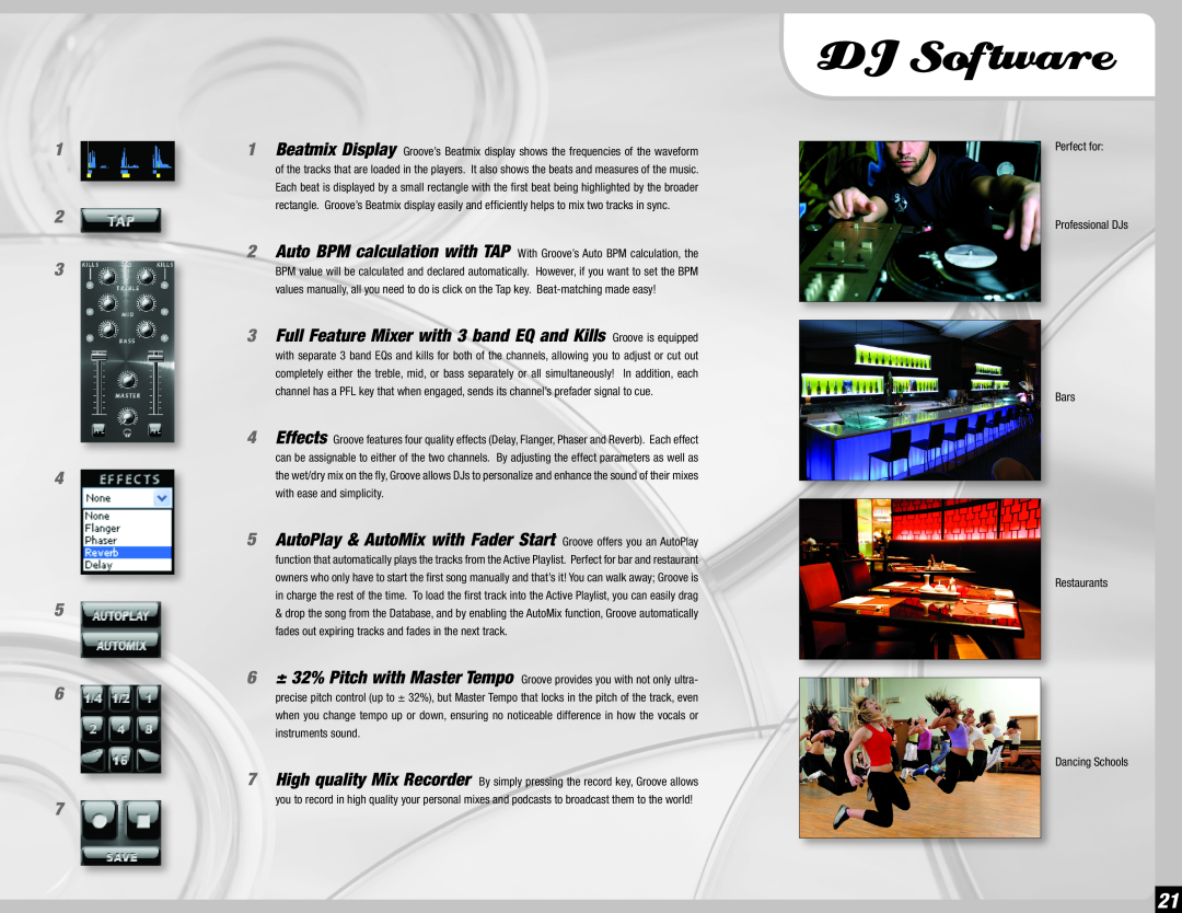 Gemini 36 manual DJ Software, 1 2 3 4 5 6 7, Perfect for Professional DJs Bars Restaurants, Dancing Schools 