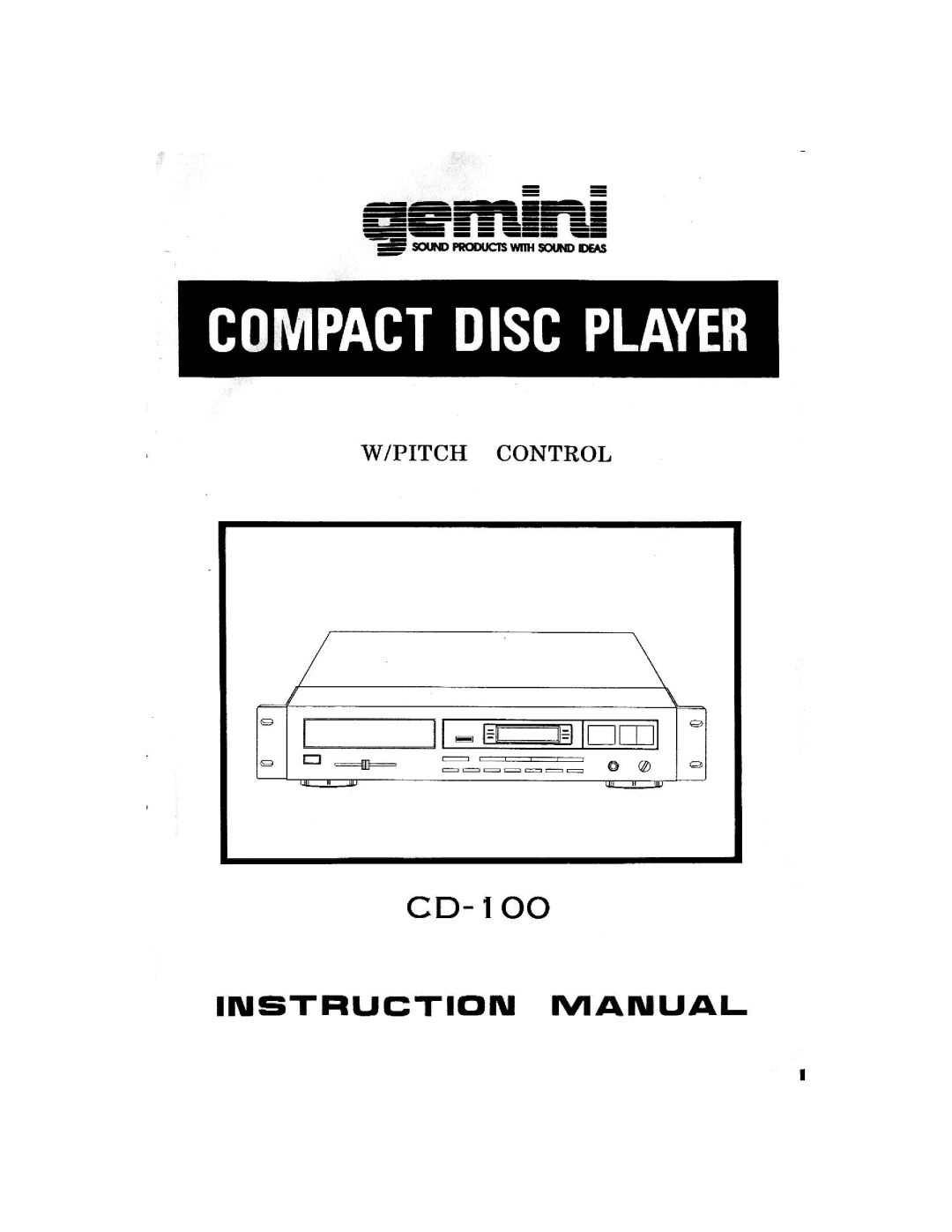 Gemini CD-100 manual 