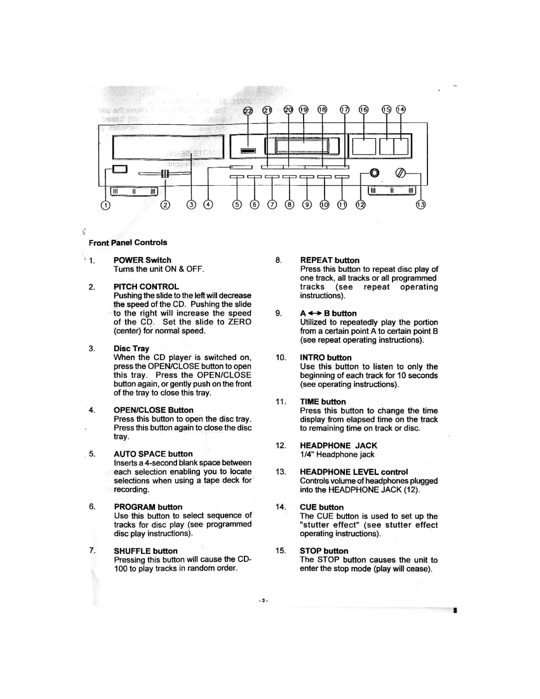 Gemini CD-100 manual 