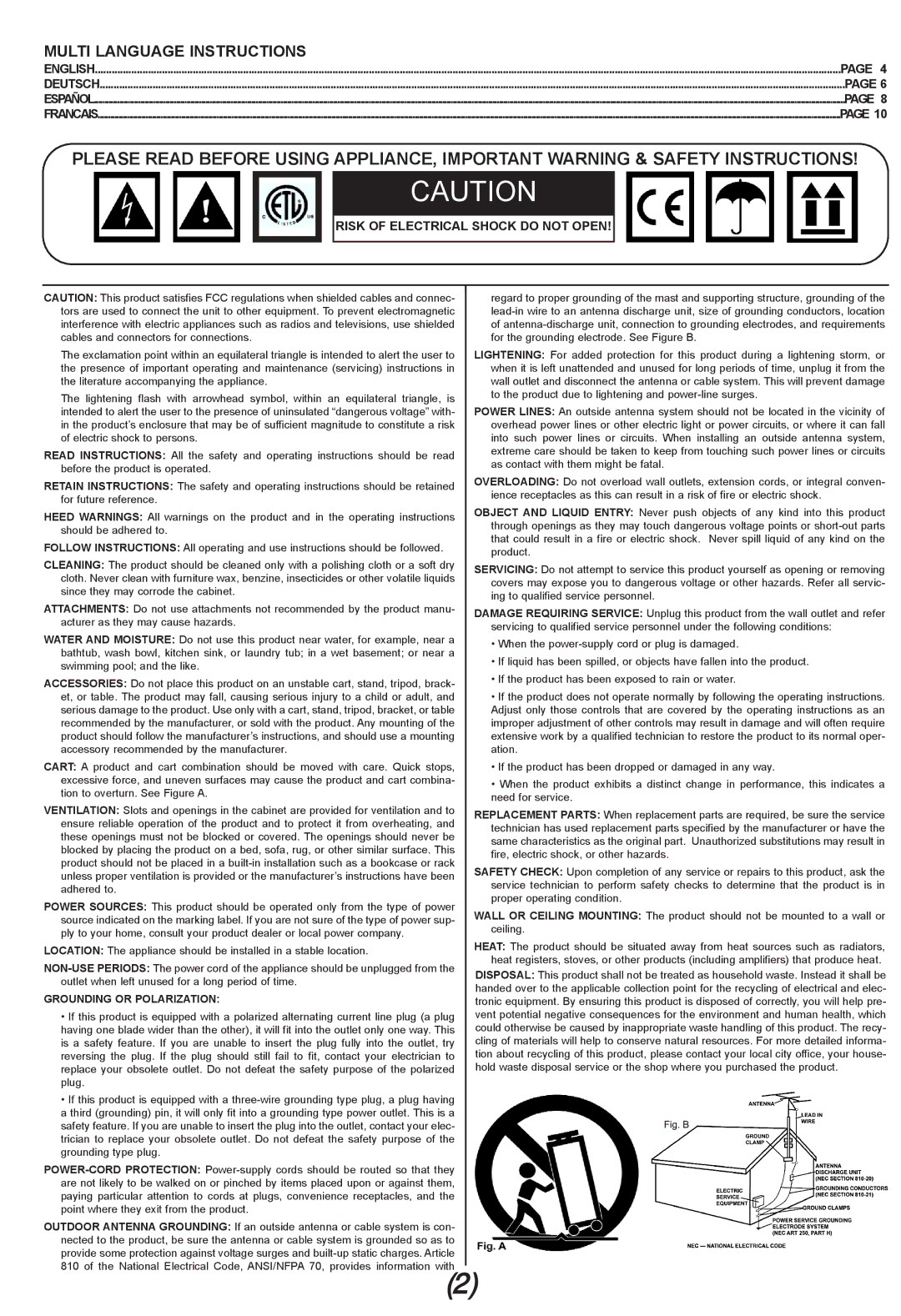 Gemini CD-150 manual Multi Language Instructions 