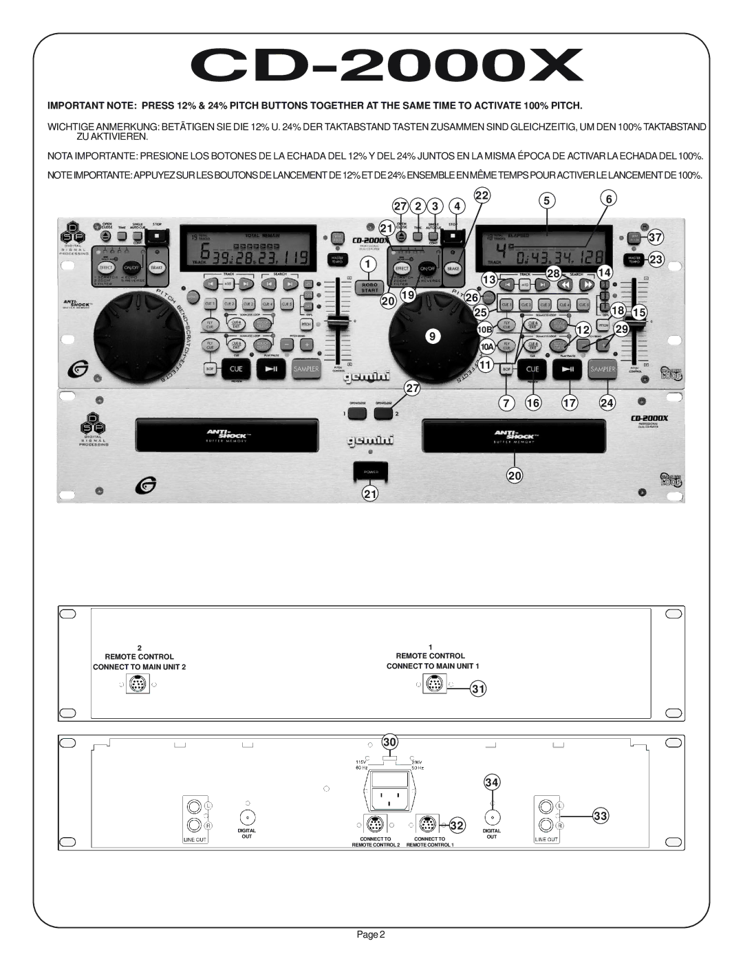 Gemini CD-2000X manual 