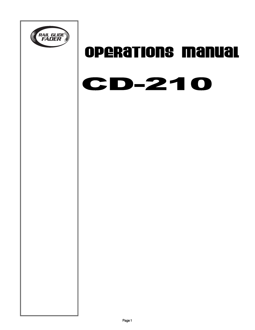 Gemini CD-210 manual Operations Manual, Page 