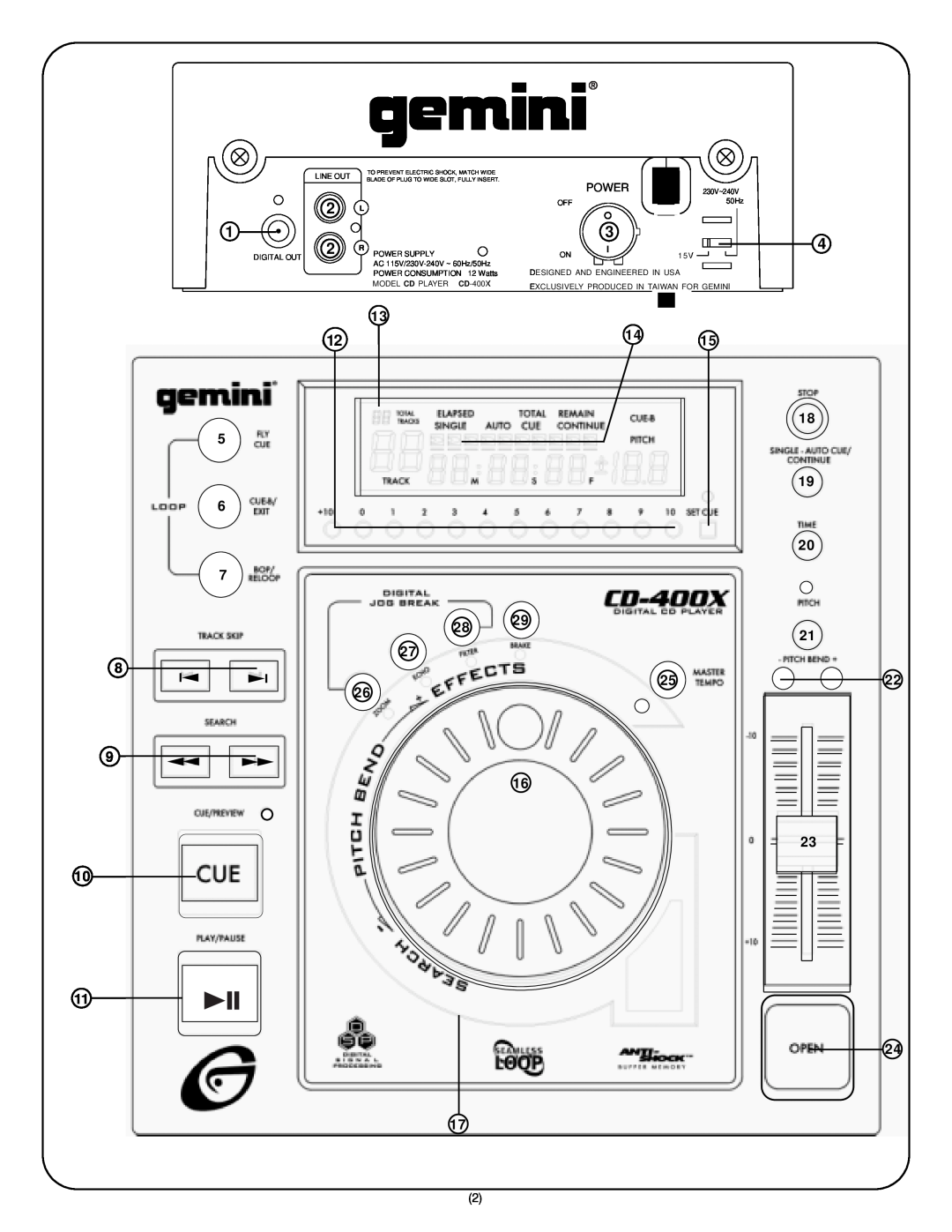Gemini CD-400X instruction manual 