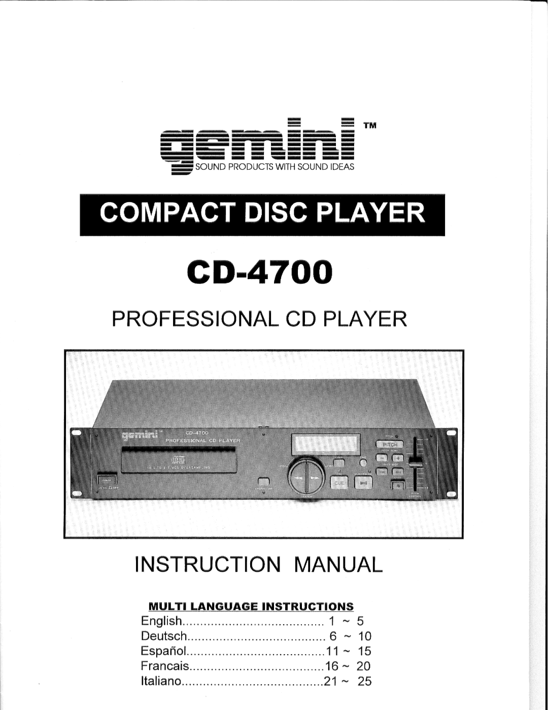 Gemini CD-4700 E manual 