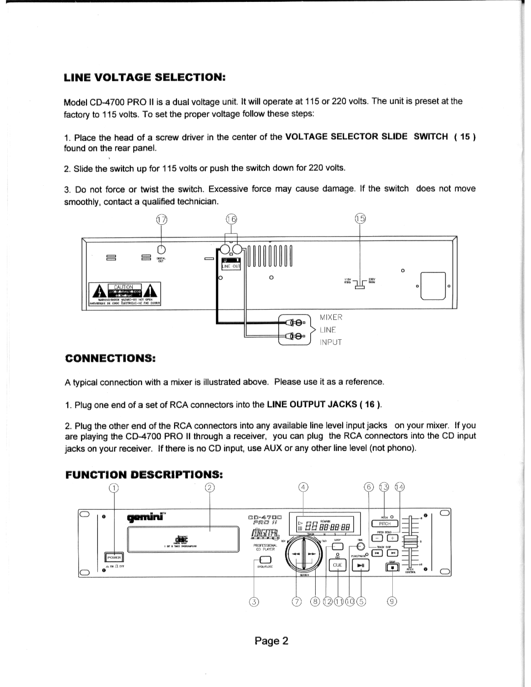 Gemini CD-4700 PRO II manual 