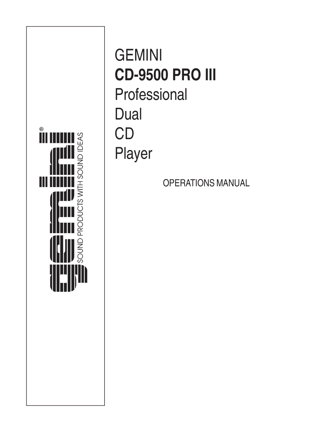 Gemini CD-9500 Pro III manual CD-9500 PRO 