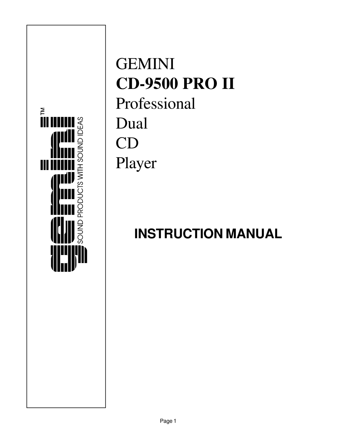 Gemini instruction manual CD-9500 PRO 