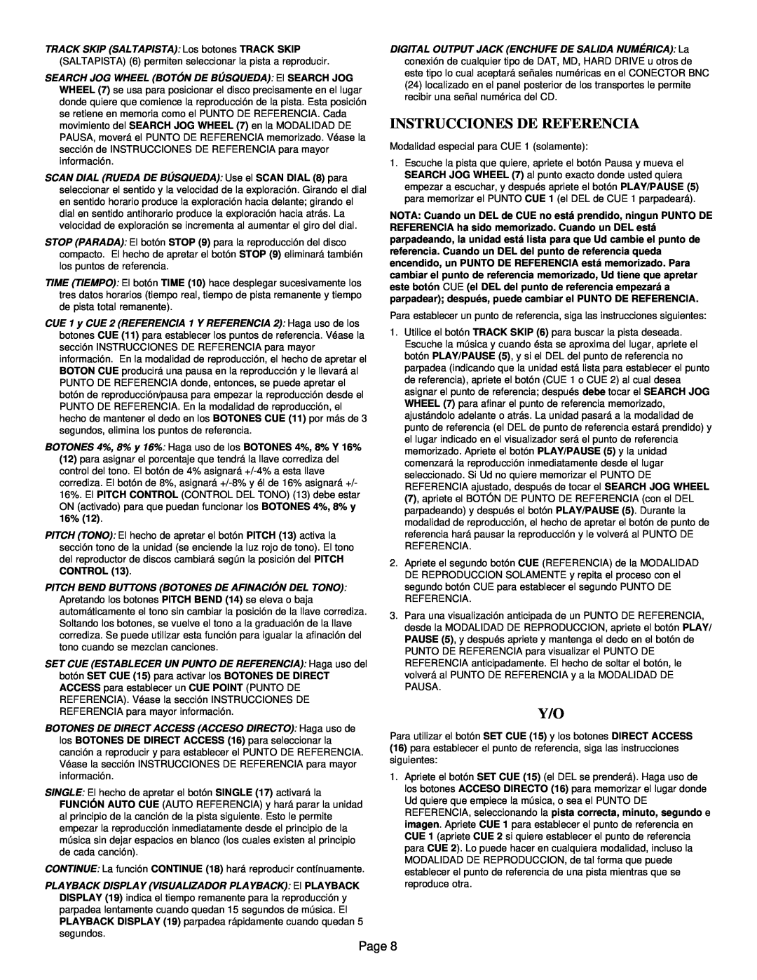 Gemini CD-9800 manual Instrucciones De Referencia, Page 