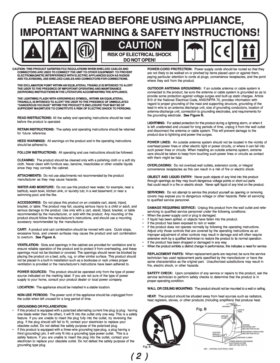 Gemini CDJ-02 manual Please Read Before Using Appliance, Important Warning & Safety Instructions, Grounding Or Polarization 