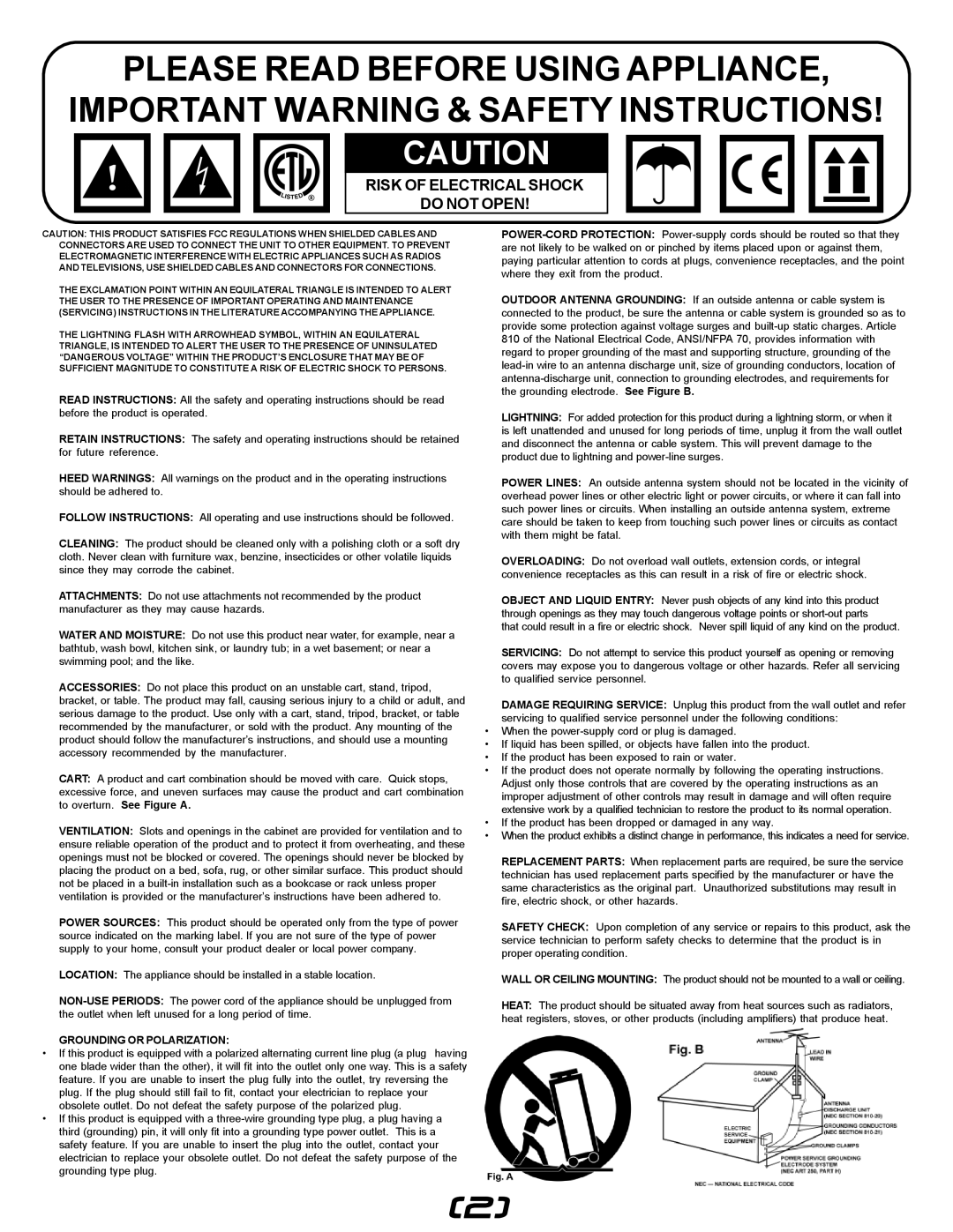 Gemini CDJ-0I manual Risk of Electrical Shock Do not Open 