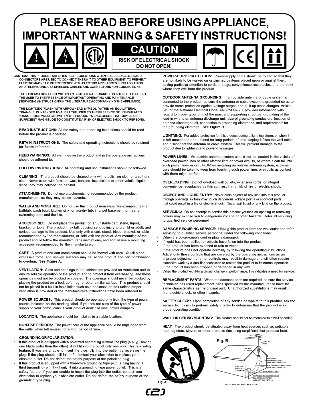 Gemini CDJ-0I manual Please Read Before Using Appliance, Important Warning & Safety Instructions, Grounding Or Polarization 