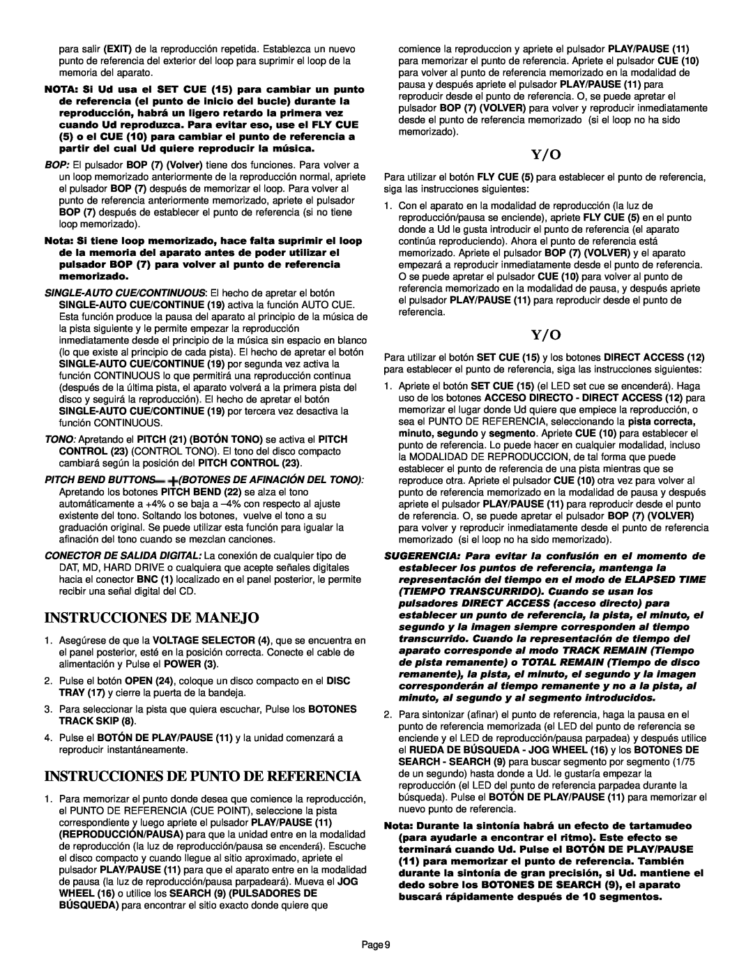 Gemini CDJ-30 manual Instrucciones De Manejo, Instrucciones De Punto De Referencia 