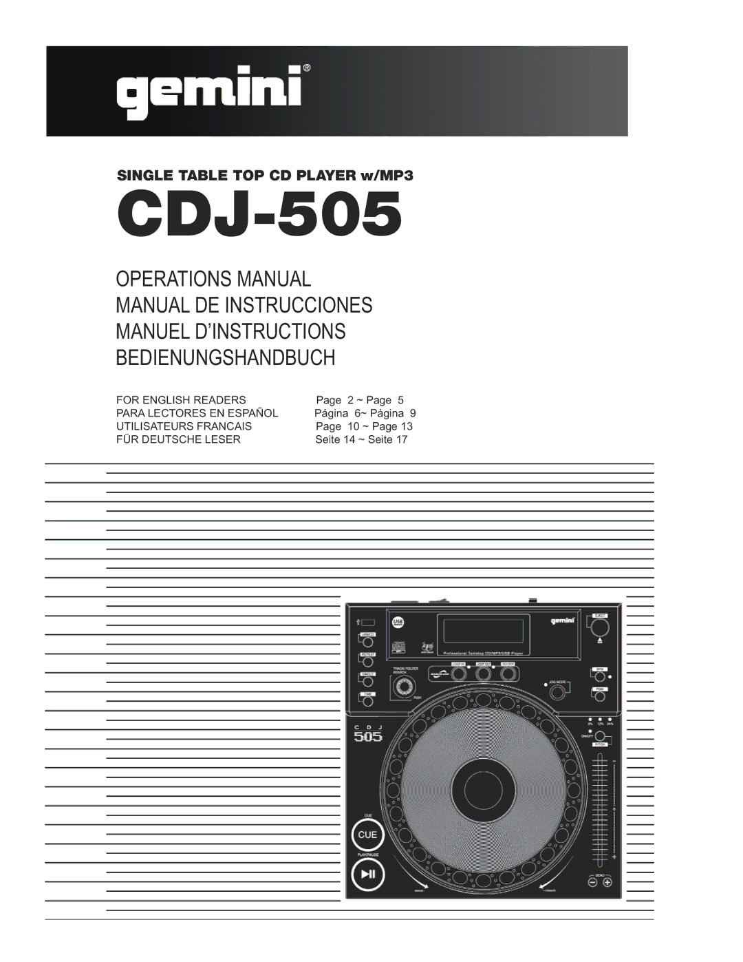 Gemini CDJ-505 manual 