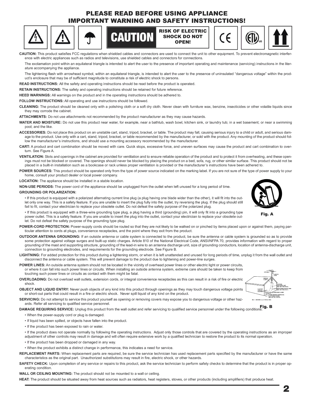 Gemini CDJ-505 manual Risk of Electric Open 