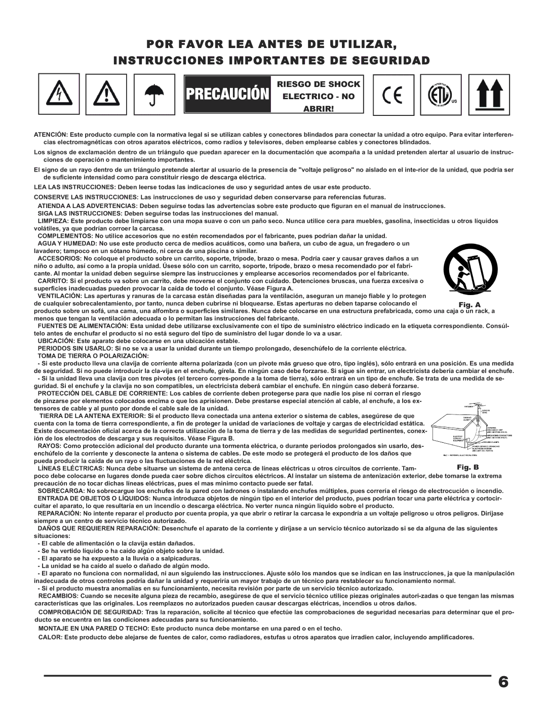 Gemini CDJ-505 manual Riesgo DE Shock Precaución Electrico no Abrir 