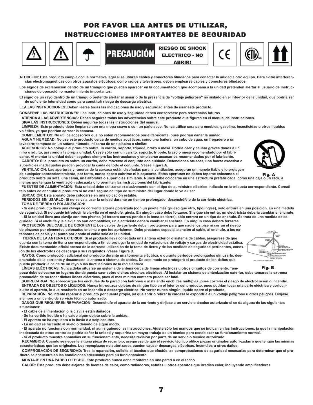 Gemini CDJ-600 manual Riesgo DE Shock Precaución Electrico no Abrir 